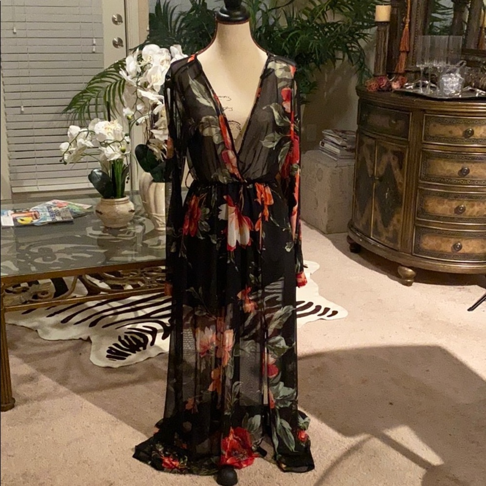 Red Flower Maxi Dress #191